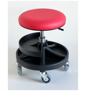 All-Round montørstol med Ekstra bakke, rød kunstlæder.